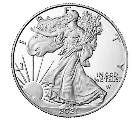 2021-W Burnished Silver Eagle Coin, Type 2 - PCGS SP70 - First Strike