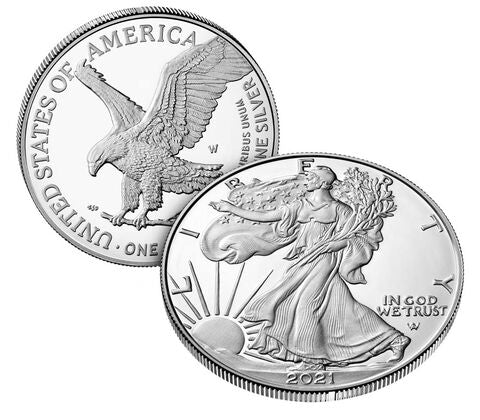 2021-W Burnished Silver Eagle Coin, Type 2 - PCGS SP70 - First Strike