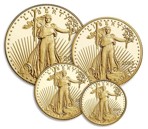 2023 W Gold American Eagle Four Coin Set - PR70DCAM - First Strike