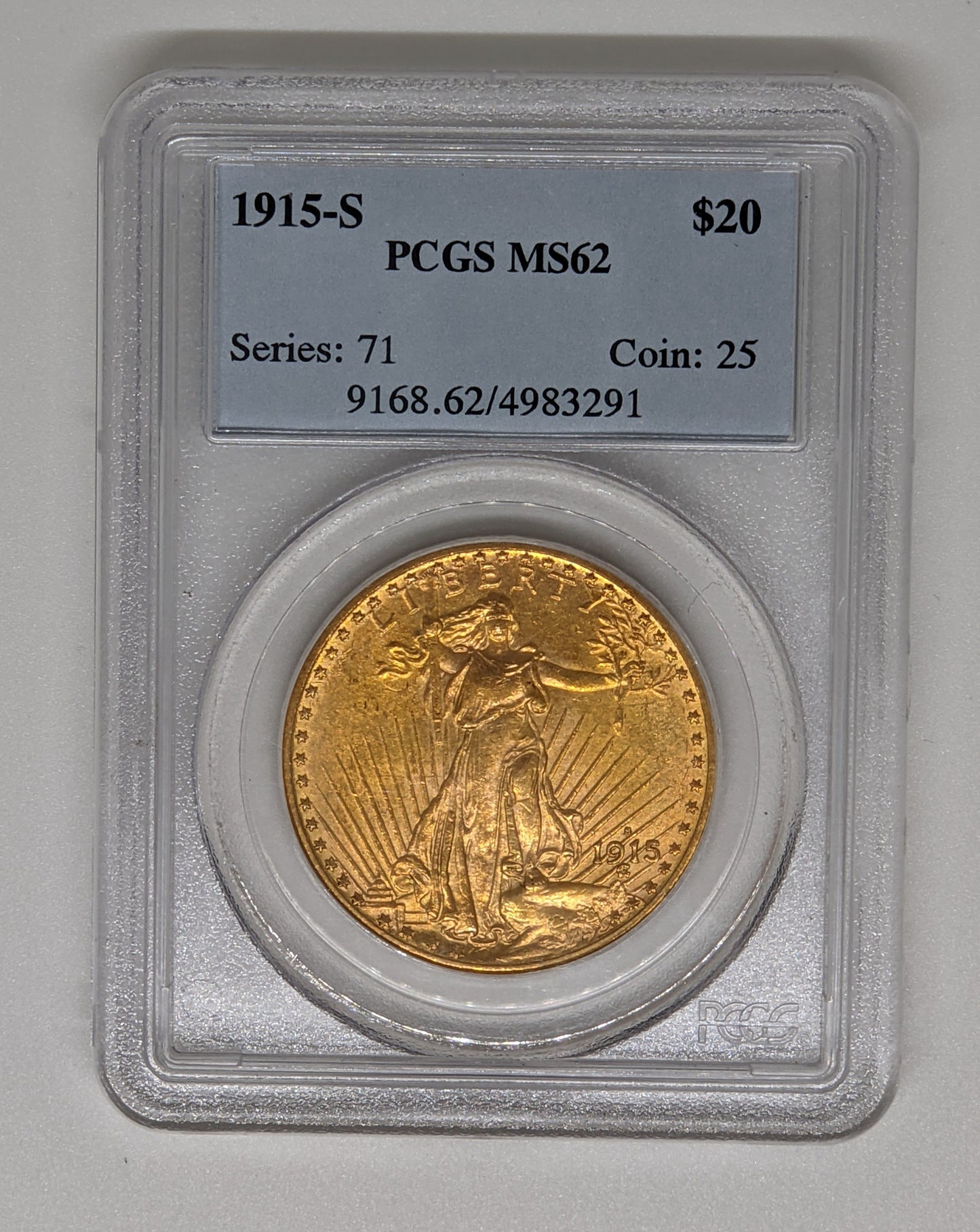1915-S St. Gaudens $20 Collectible Gold Medallion - MS62 PCGS