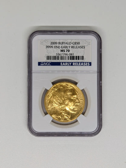 2009 1 oz. Gold Buffalo Coin, Early Releases MS70 NGC