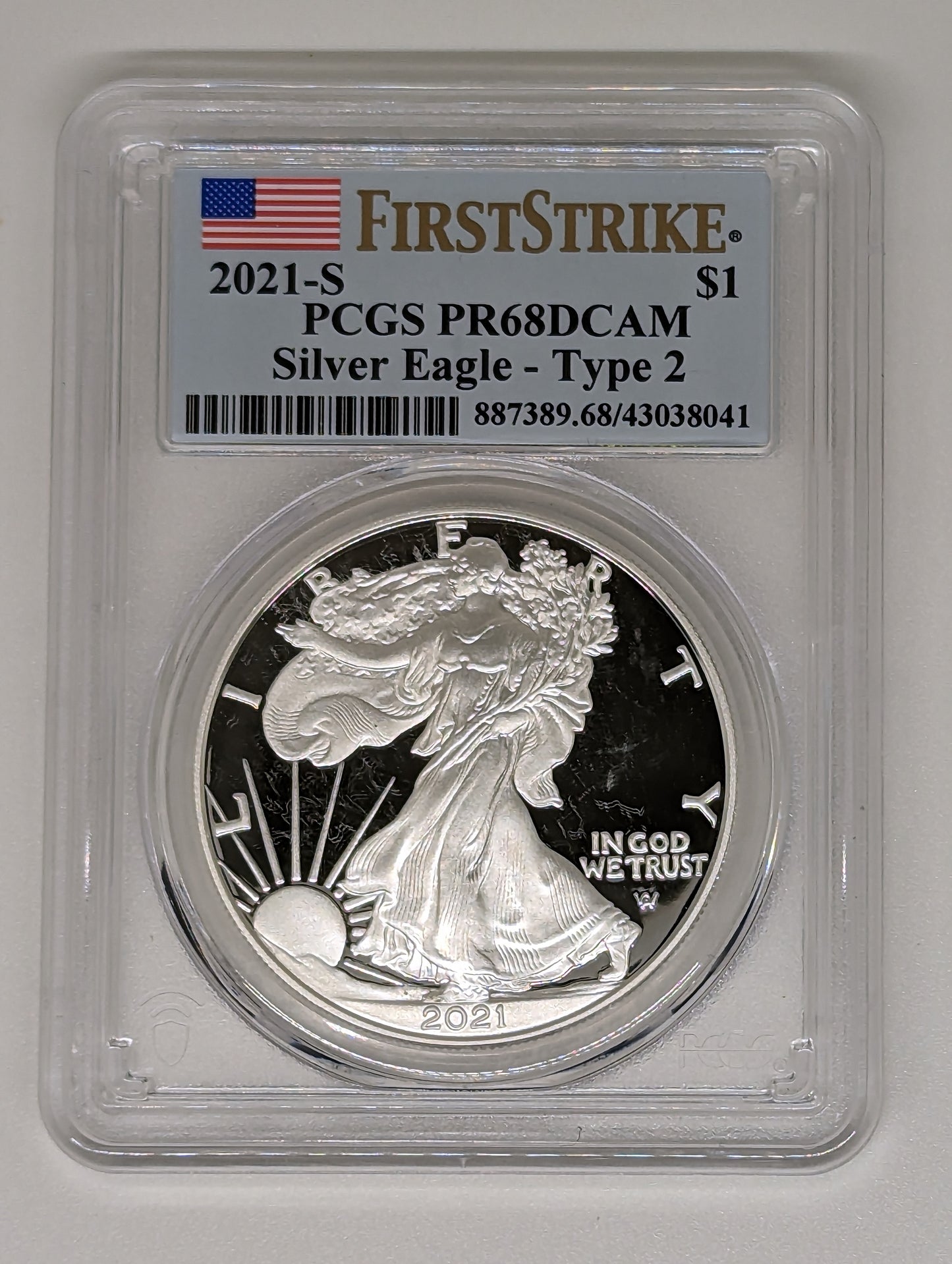 2021-S $1 Type 2 American Eagle Silver Proof Coin PR68DCAM - First Strike