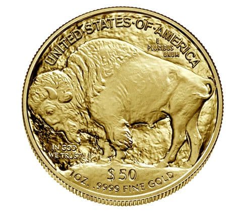 Rear view of the 2023 $50 American Buffalo Gold Coin, showcasing the American Bison.