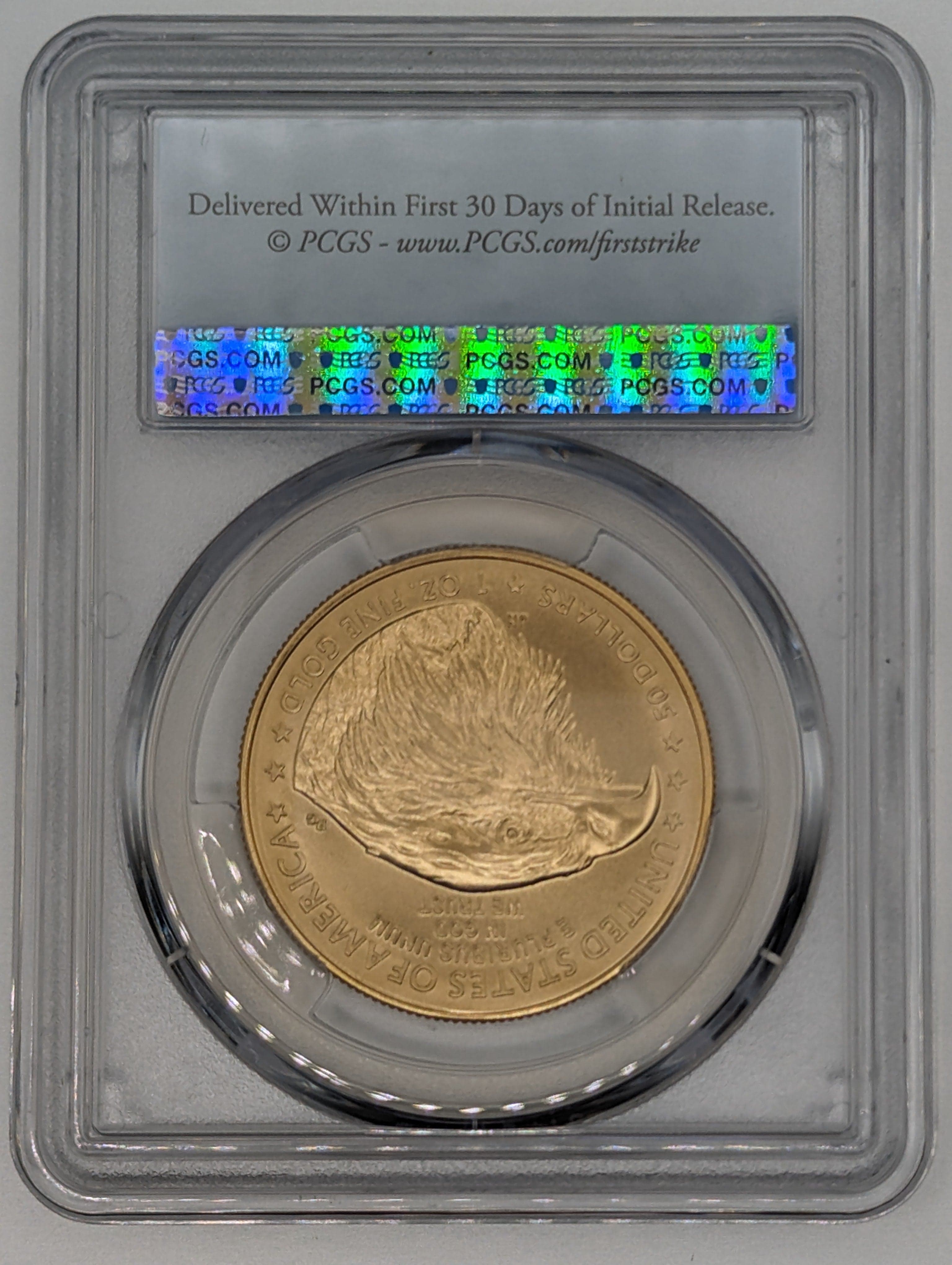 2023-W $50 American Eagle 2023 One Ounce Burnished- SP70 - First Strike — view 4