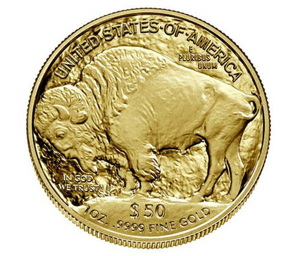 Rear view of the 2023 $50 American Buffalo Gold Coin, showcasing the American Bison.