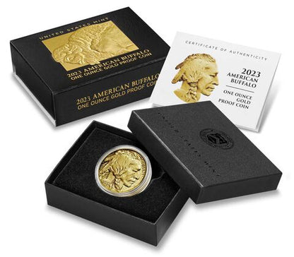 2023 $50 Gold Buffalo Coin with official U.S. Mint packaging and Certificate of Authenticity (COA).