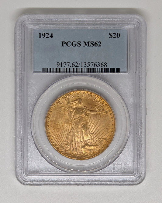 1924 St. Gaudens $20 Collectible Gold Coin - PCGS MS62